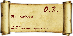 Ohr Kadosa névjegykártya